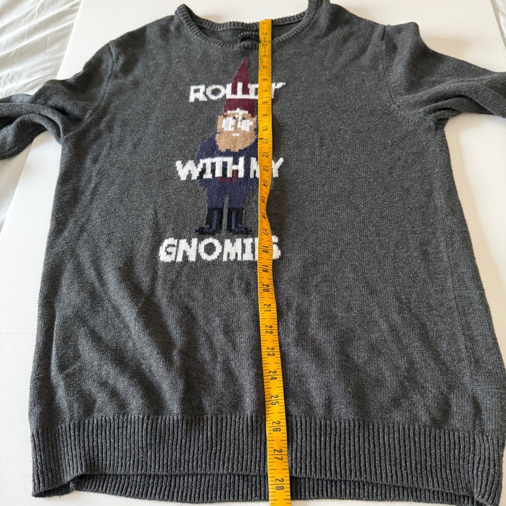 Aeropostale Mens L “Rollin With My Gnomies" Grey Sweater - Crew Neck Christmas - Picture 6 of 6